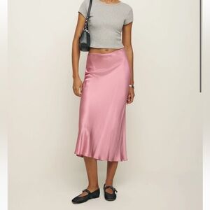 Reformation Layla Pink Silk Skirt NWOT